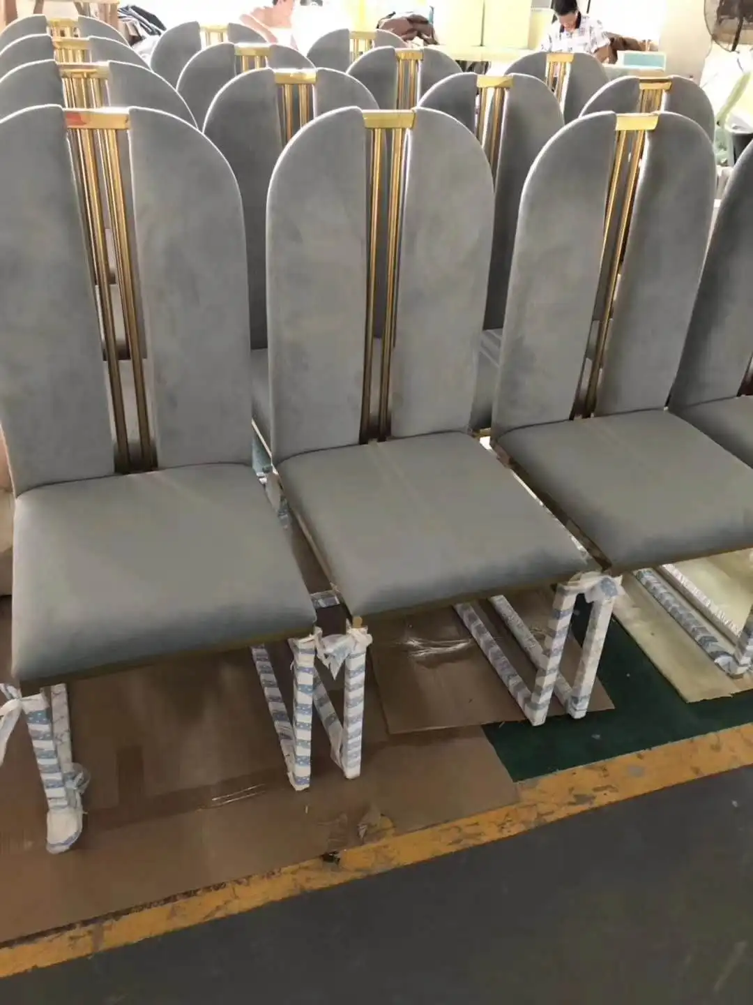 Hot Sales Luxury High Backrest Dining Chair Golden Stainless Steel Restaurant Chair For Home Hotel