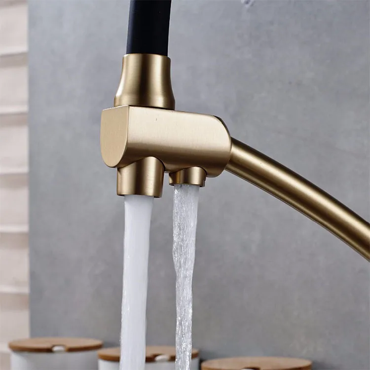 Rose Gold Black Pipe Long Handle Water 2 Hole Mixer Kiwa Kitchen Taps