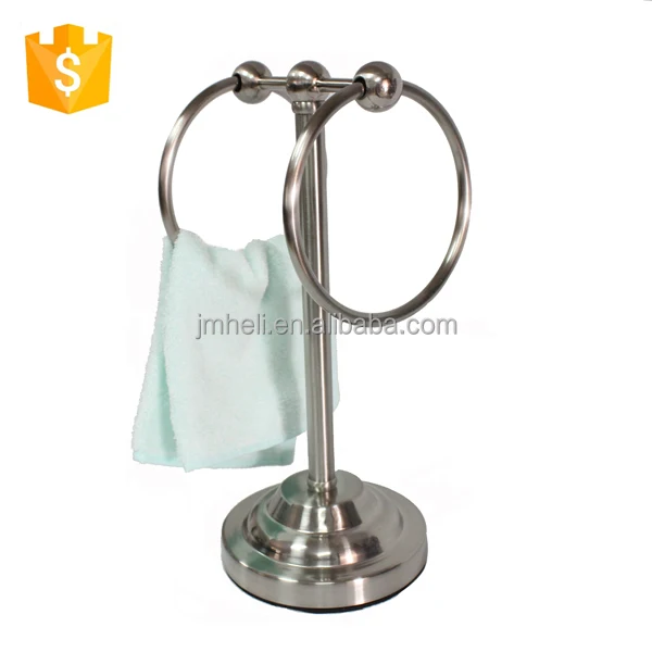 
bathroom metal corner standing towel ring in brushed satin finished 