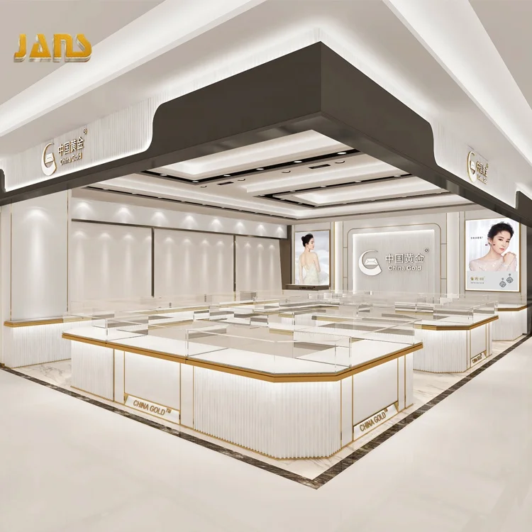 Factory custom cabinets luxury glass jewelry display showcase for jewellery shop display counters