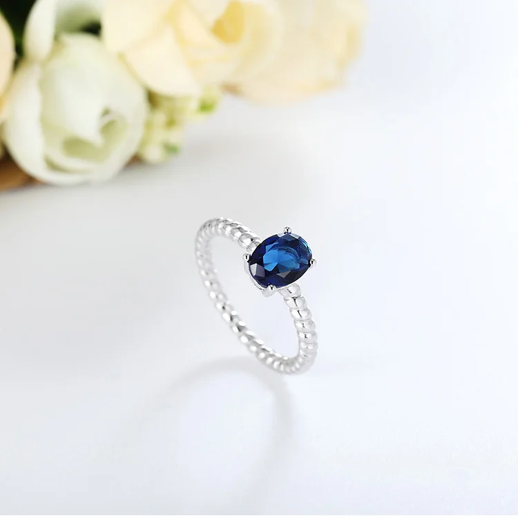 Jewelry Ring Neelam Stone Fashion Wholesale Couple with Blue Engagement Bands or Rings 925 Silver Wedding Pave Setting Unisex