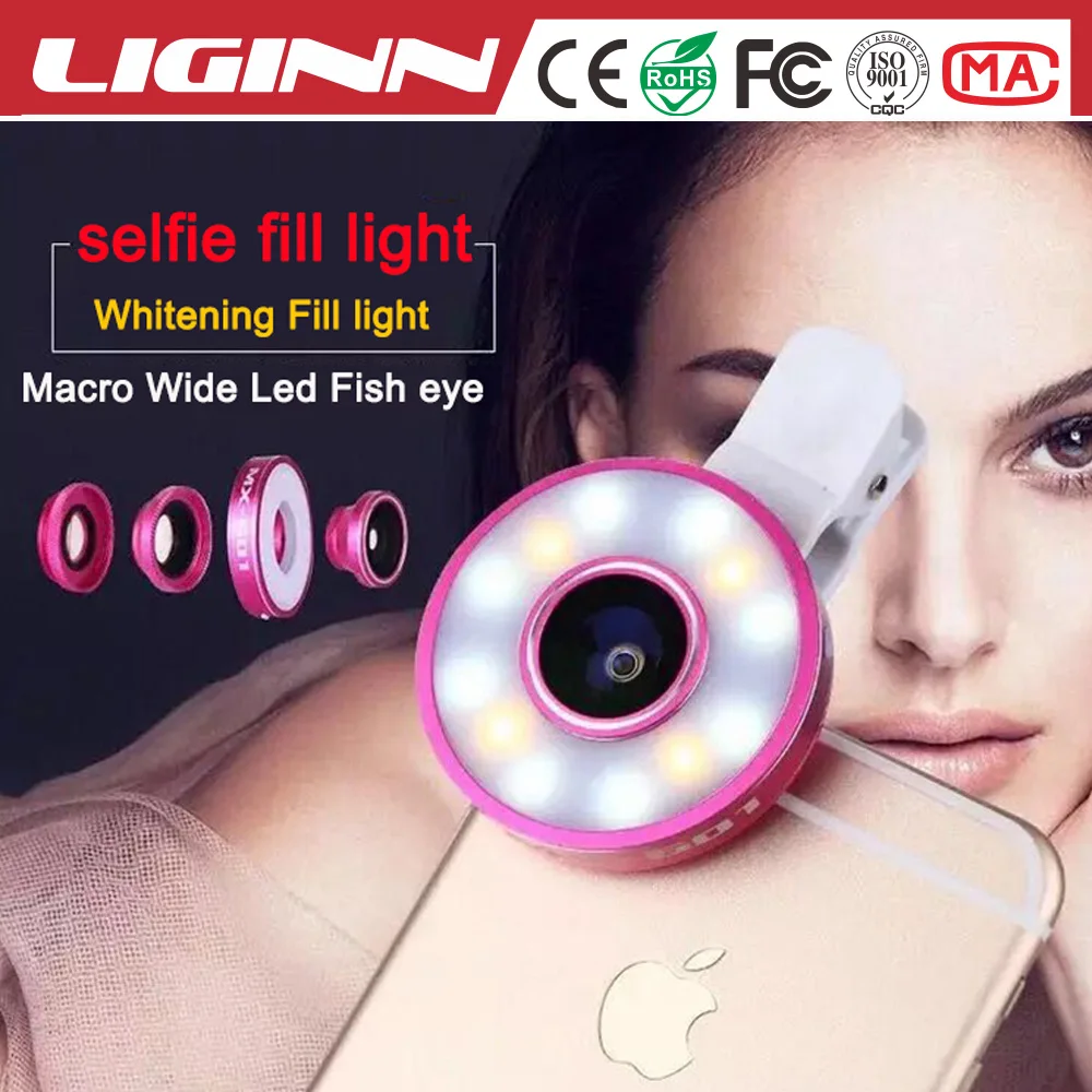 External camera for mobile phone Portable Flash Led Camera Ring Selfie Fill Light For samsung mobile