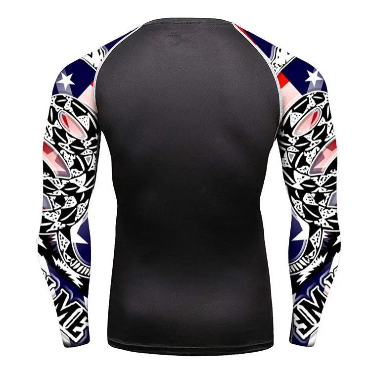 Custom Lycra Fabric Mens Compression Shirts USA Confederate Gadsden Flag Rash guard Sets