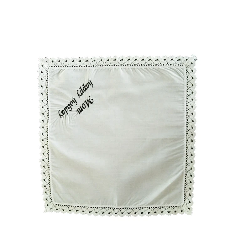 New Design Customized Logo Soft Cotton Lace Handkerchiefs