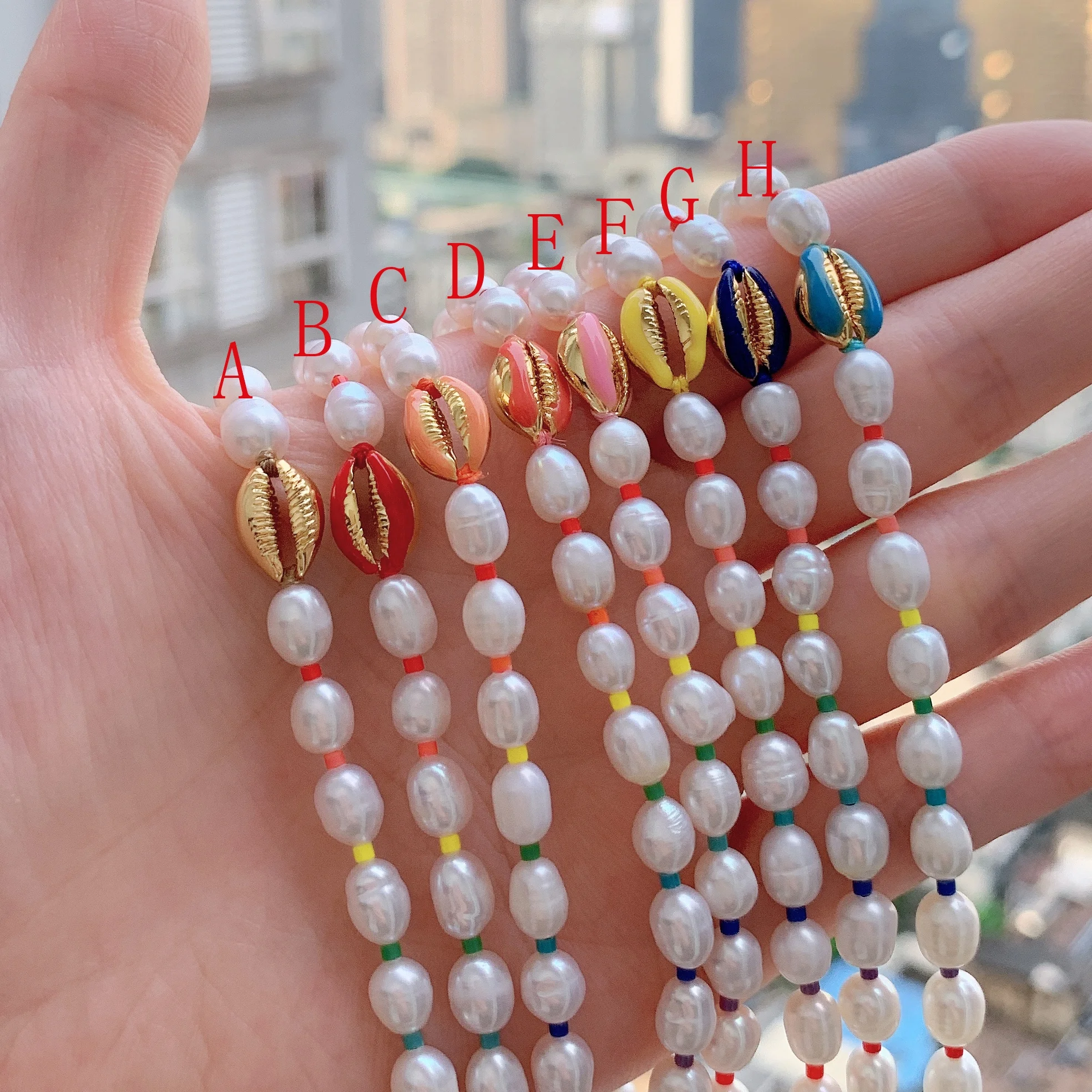 Popular pearl shell red tassel necklace design for womens and girls