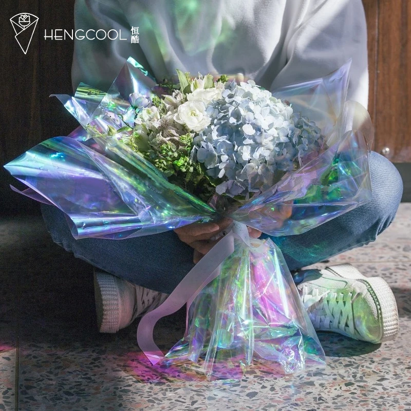New Product Iridescent Cellophane Rainbow Paper for Wrapping Flower Bouquet Packaging Material celloline