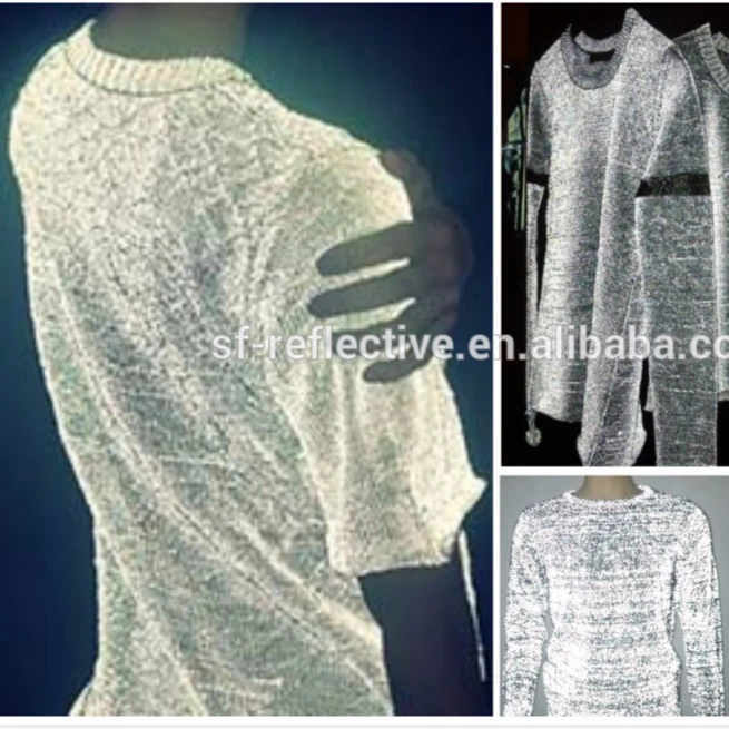 OEM 100% acrylic round neck hi vis reflective sweater with reflective yarn