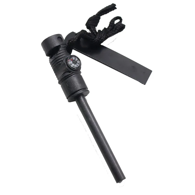 Survival Emergency Ferro Magnesium Flint Fire Starter Rod with compass