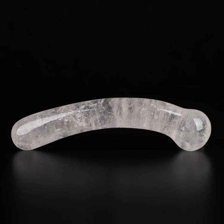 Natural clear quartz crystal dildo curved wands crystal massager for men Health Energy Massage Stick Artificial Penis For Sale
