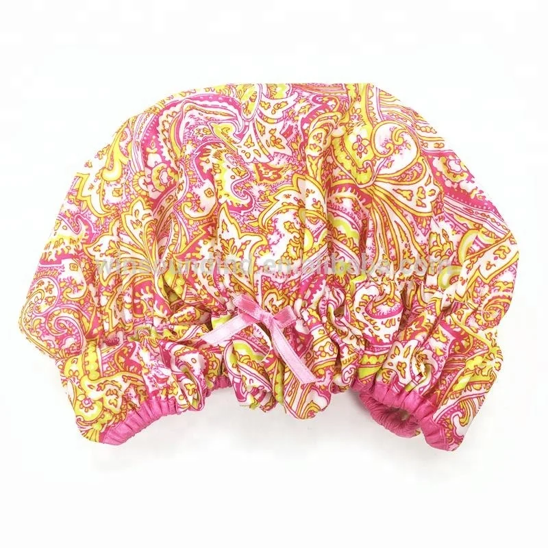 Ameba Waterproof Nylon Polyester and PEVA Double Layer Shower Cap