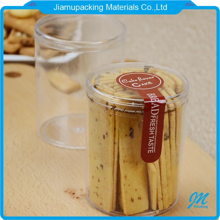 Custom clear plastic cylinder tube cookie and sweet candy container packaging box
