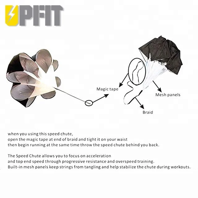 UPFIT Customized Logo Resistance Powered Running Parachute