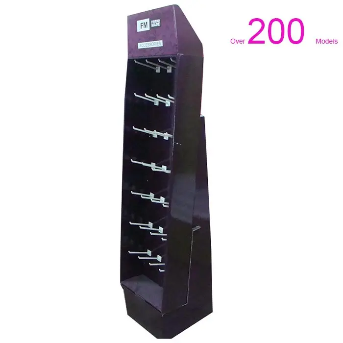Extra Strong Floor Display Stands Cardboard with J-peg Hooks For Supermarket Retail Displays