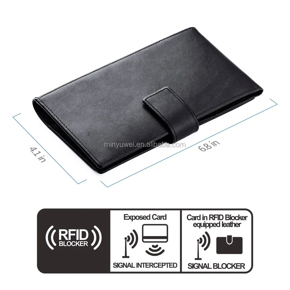 security Leather Travel Wallet & Passport Holder - RFID Blocking Case Cover