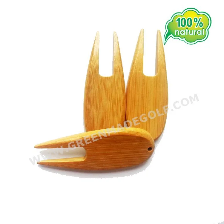 Bamboo accessories Golf divot repair pitch fork with customized logo
