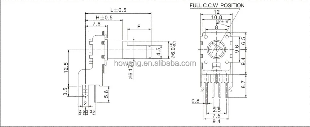 F11K Series plastic shaft bushing detent option long life rotary potentiometer with single dual gang