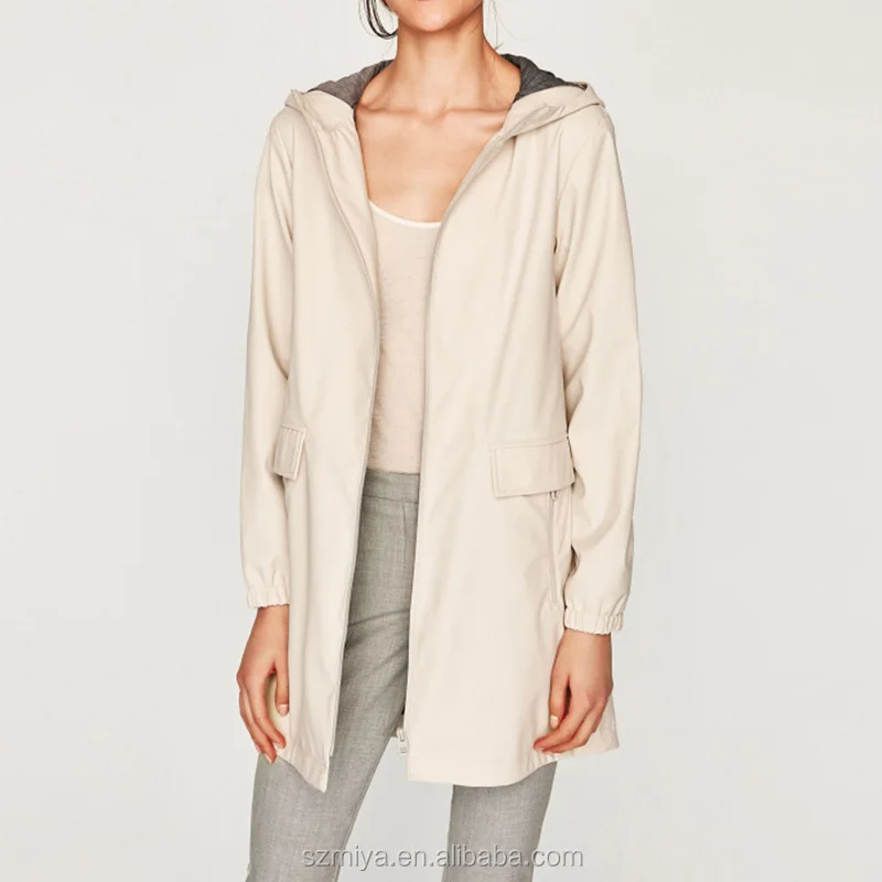 
European style waterproof raincoat windbreaker tooded womens parka jacket 