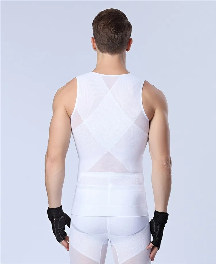 Quick dry and sweat easy slimming mens body shaper vest with zipper for losing weight