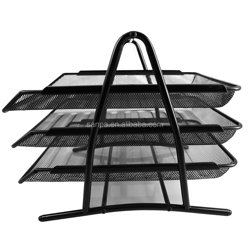 Metal Mesh Desk Organizer Document Office Paper Tray
