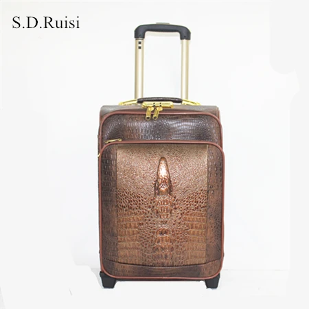 
carry on luggage spinner brown crozzling luggage vintage suitcase 