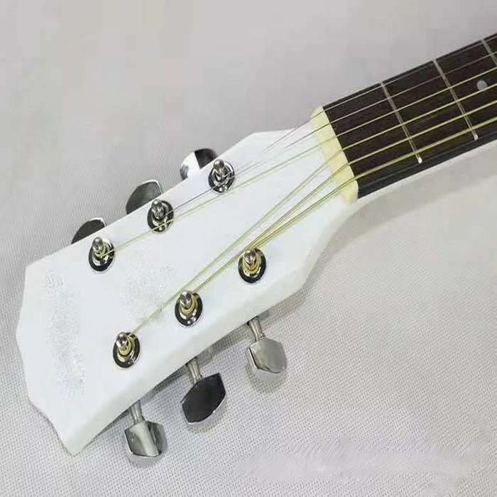 White 40 inch Top Popular Guitar Student Practice Guitar Chrome Classic Basswood Guitar