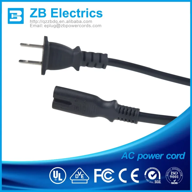 2 pin AC ZB-02T Номинальная 7A 125V штепсельную вилку шнура питания Тайвань утвержденные 2 ядра электрический кабель