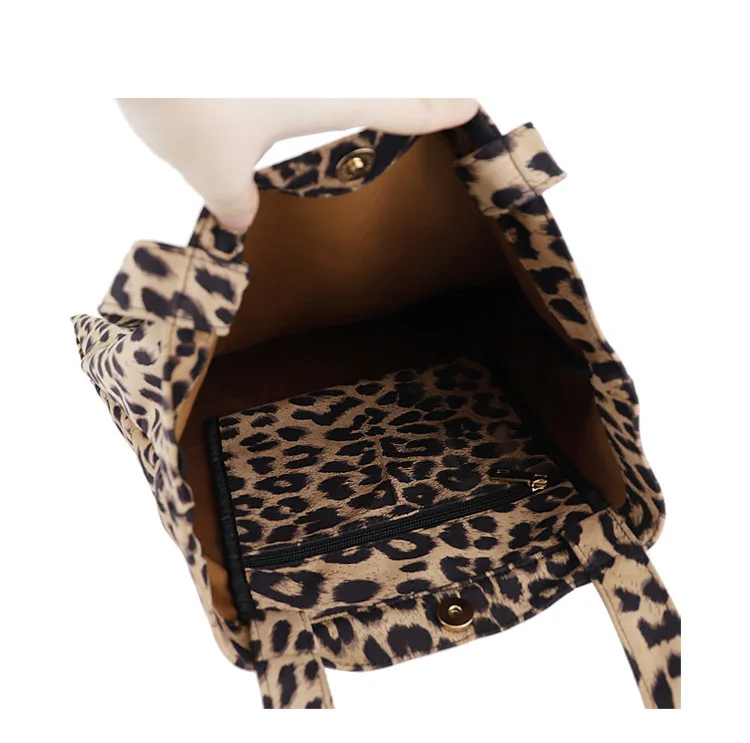 Wholesale Designer Leopard Lady Fashion Handbag Casual Leopard Print Canvas Tote Bag