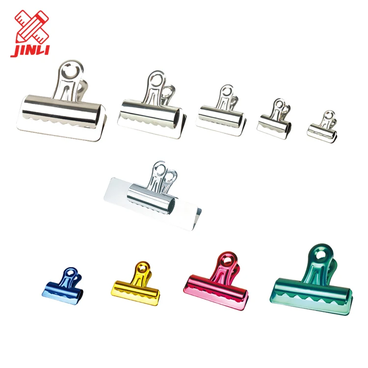 Wholesale cheap bulldog large size stainless steel colorful office paper clip .