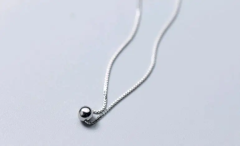 
SN104-014 Halo women 925 sterling silver simple single 4mm beads box chain choker necklace 