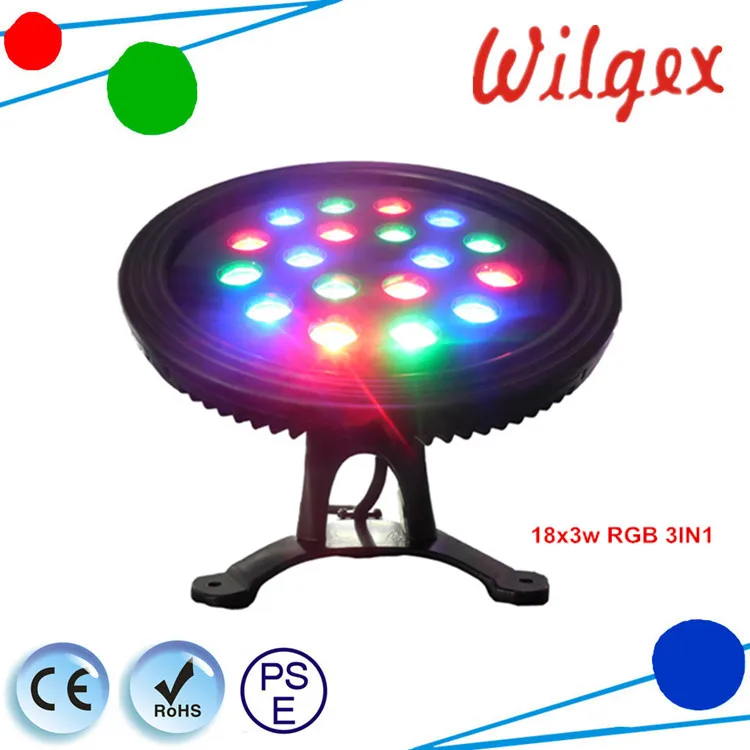 Wholesale Promotion 18x3W IP68 High Power RGB LED Round Swimming Pool Underwater Fountain Lamp STAGE LIGHTS