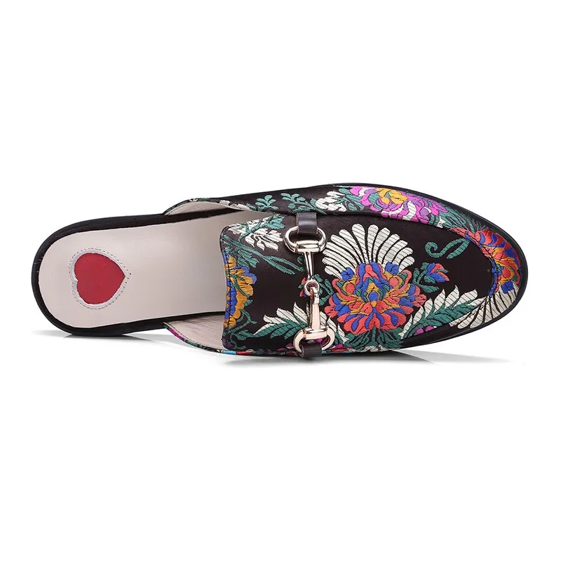 Black fabric with flower fashion trend custom logo slide sandal for women