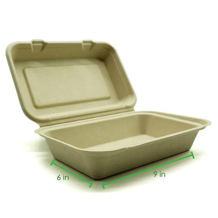  Оптовая продажа экологически чистый одноразовый Ланч-бокс из бэнто-крафт-бумаги сахарного тростника бумажный