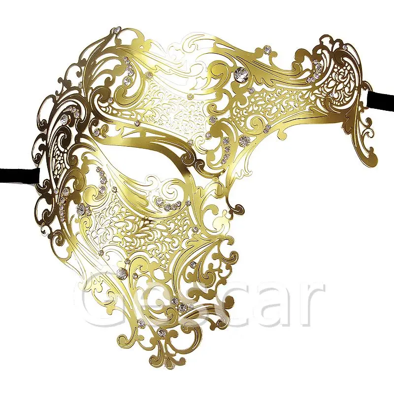 
Black Silver Gold Half Skull Halloween Metal Laser Cut Party Mask Phantom Men Women Venetian Filigree Prom Masquerade Ball Masks 