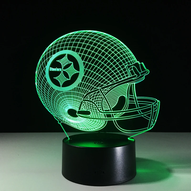7 Colors Change 3D LED Night Light NFL Team Pittsburgh Steelers Football Helmet Touch Sensor USB Table Lamp Home Decor Kids Gift