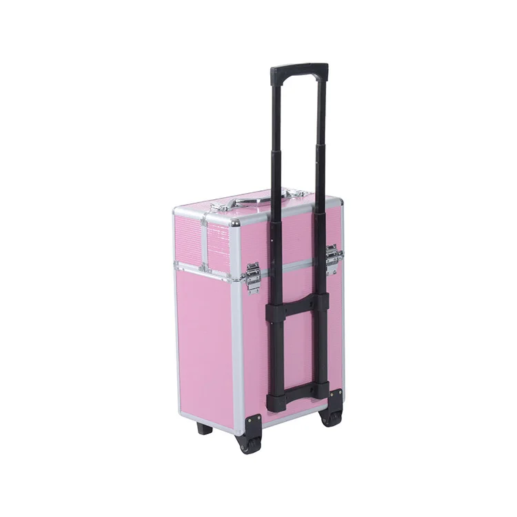 Pro Rolling Wheeled Aluminum Storage trolley makeup luggage suitcase