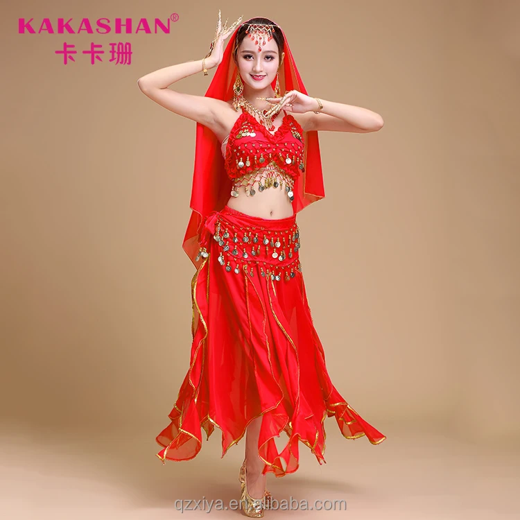 Adult Bollywood Turkish Belly Lyrical Dance Costume Top And Skirt Set