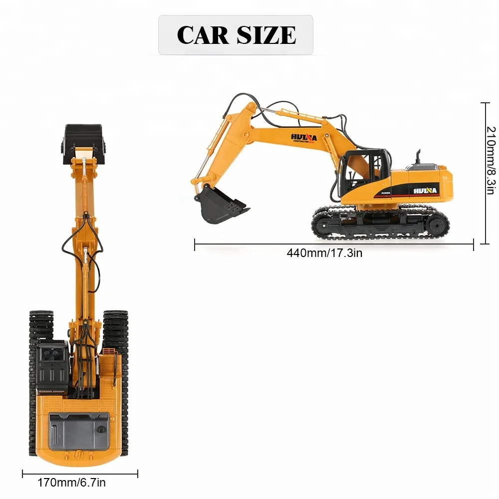 HUINA 1550 Toys 2.4G 1:14 15CH Metal RC Excavator with Recharging Battery