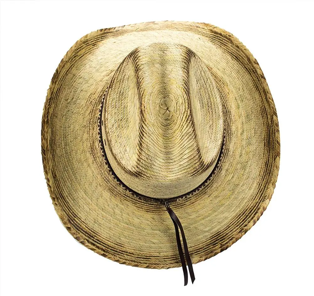 Custom Large Mexican Palm Leaf Cowboy Hat, Sombreros Vaqueros de Palma de Hombre, Flex Fit (Burnt Stain)
