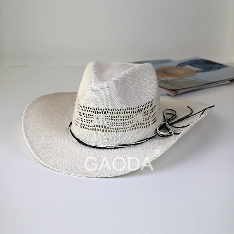 Summer White Straw Cowboy Hat Wholesale Fashion Man Beach Hat