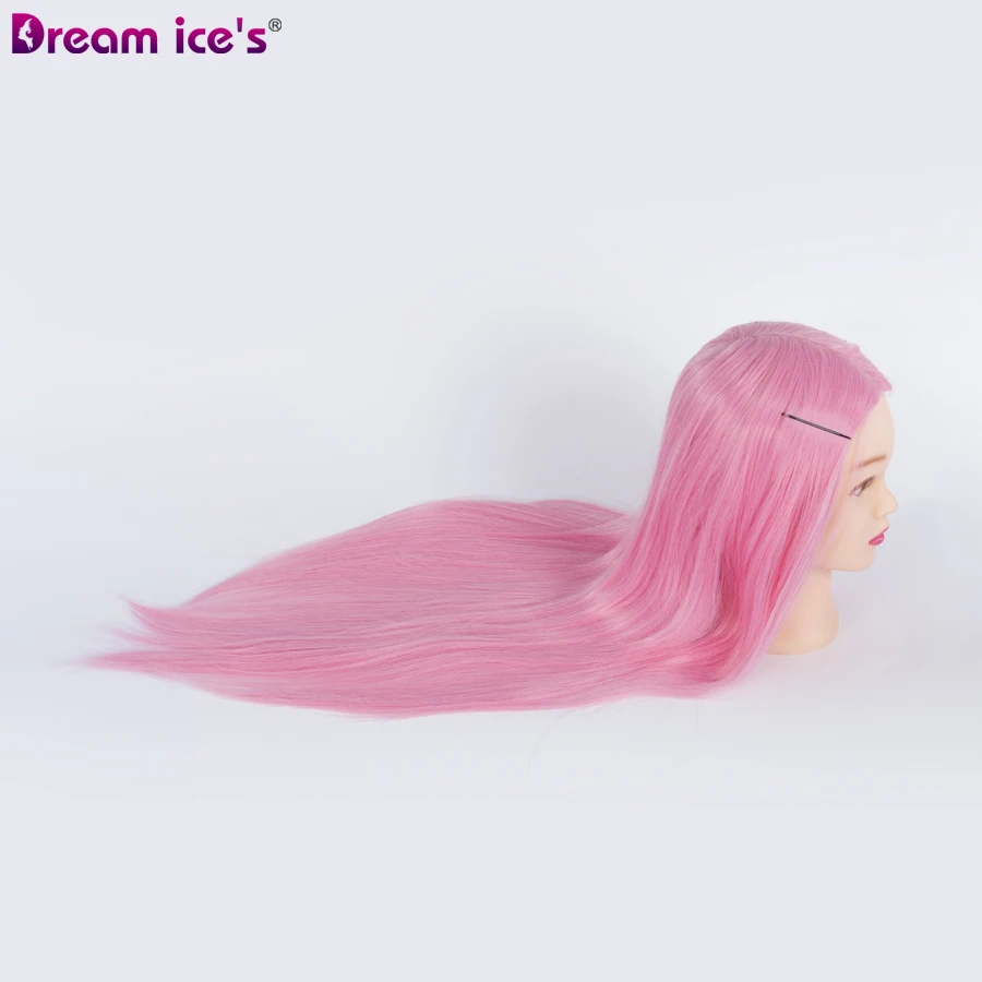 Styling Training Head Long Straight Synthetic Fiber Hair Manikin Cosmetology Doll Head For Hair Practice And Hairdressing