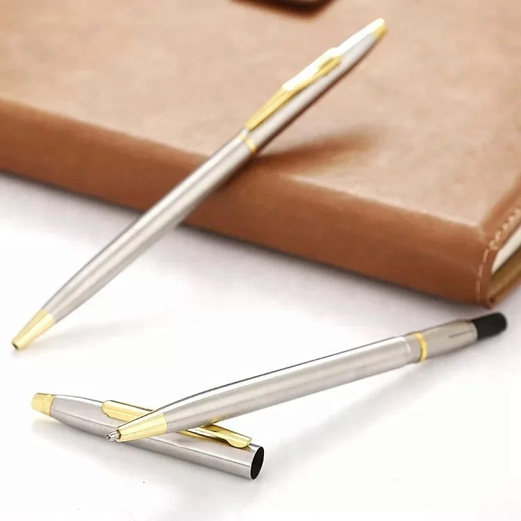 Factory hotel suppliers promotional ballpoint pen with custom logo metal slim ball pen
