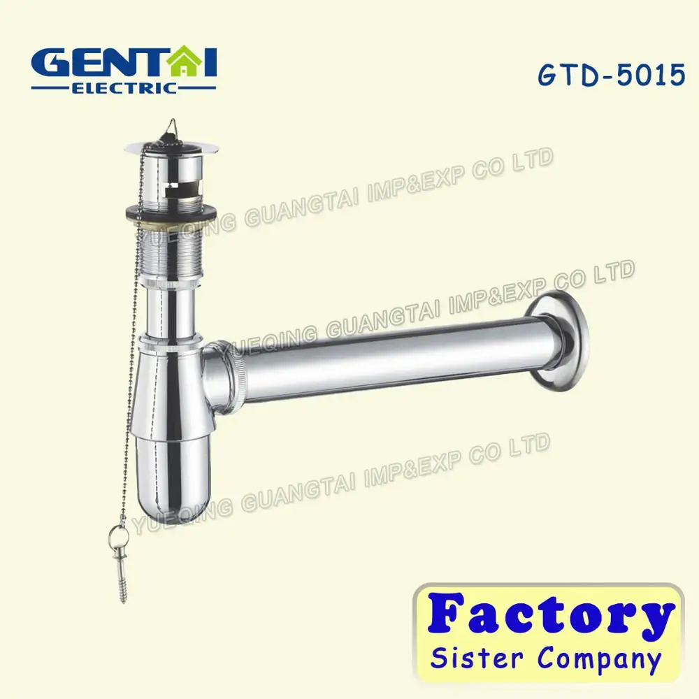 High Quality Plumber accessories siphon Chrome Bottle Trap washroom sink lavabo wash basin brass S trap
