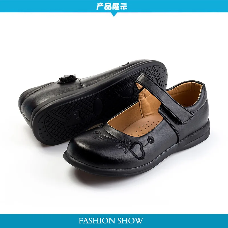 
Student campus uniforms girl shoes black children flower girl shoes 