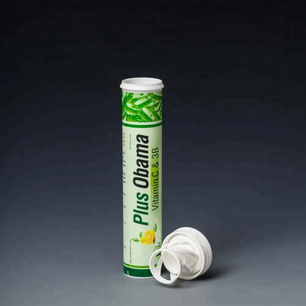 white plastic packaging moisture proof container empty tube with lid for vitamin effervescent tablet