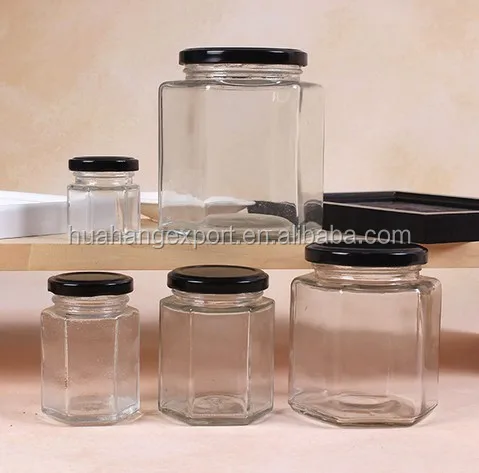 
CE Approved Manufacturing Factory Supply hexagonal glass honey jar 