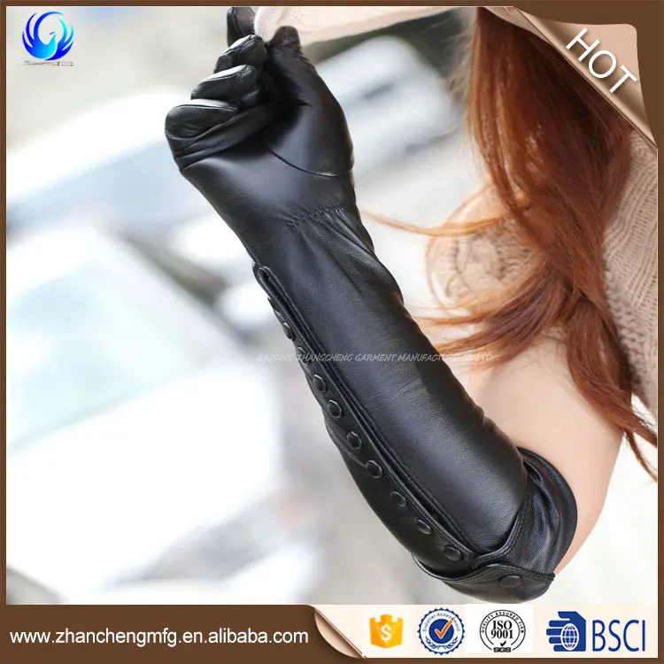Fashion long leather gloves with nails made in China