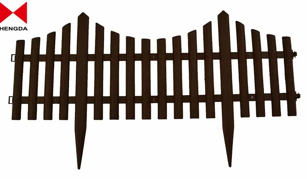 
Set of 4 Plastic Wooden Effect Lawn Garden Border Edge Edging Plant Picket Fencing Interlocking Panels for Flowerbeds 