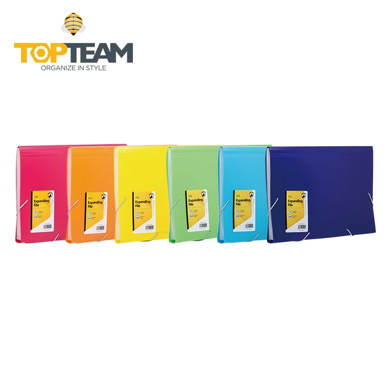 Office PP plastic a4 13 pocket expanding file folder with elastic band closure