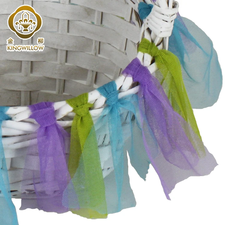 China suppliers handmade white wood chip easter basket empty gift basket for decoration