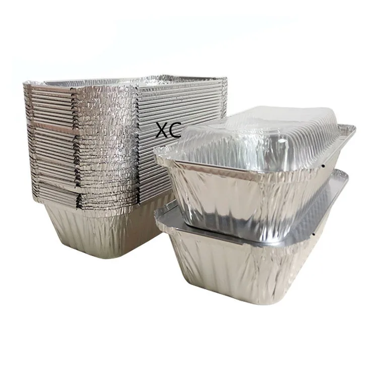 
china supplier stackable Rectangular Aluminum Foil Container for Fast Food Storage with Lid in good quality and price 